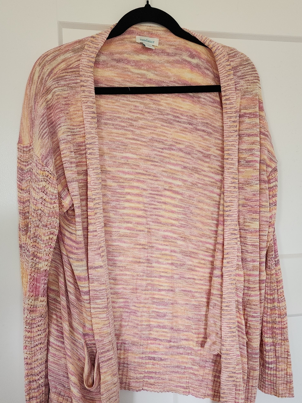 Sundance Pink Cream Multitone Open-Front Cardigan